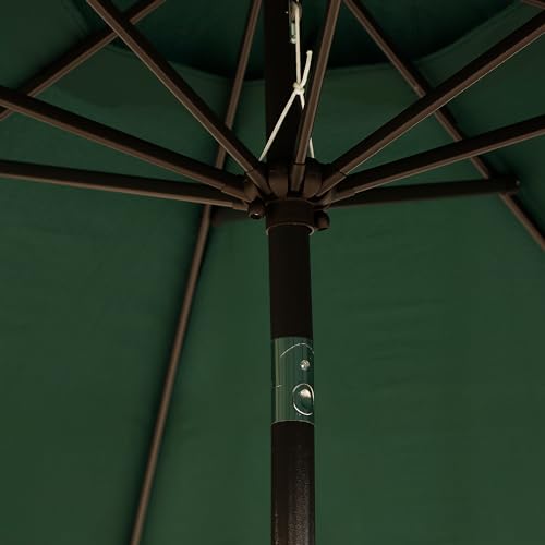 Blissun 9' Outdoor Patio Umbrella, Outdoor Table Umbrella, Yard Umbrella, Market Umbrella with 8 Sturdy Ribs, Push Button Tilt and Crank - color: Dark Green