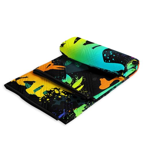 Outdoor Picnic Blanket Portable Ultrasonic Waterproof Picnic Dinosaur Graffiti Printed Camping Beach Mat for Sand and Wet Grass Hiking (Dinosaur02 S - color: Dinosaur02, size: Standard - 59"x78"
