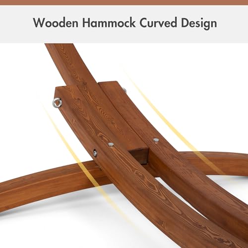 ANOW 13.5FT Curved Wood Hammock Stand Only, Heavy Duty Larch Wood Hammock Arc Stand with 2 Chains, 4 Carabiners and 4 Balance Ropes, 400 LBS Weight Capacity - color: Larch Wood