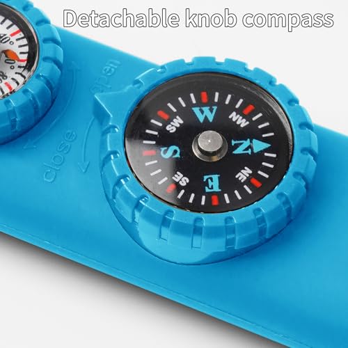Multifunctional Survival Emergency Whistle for Kids with Compass Hiking Survival, Thermometer & Neck Lanyard | Emergency Safety Gear for Hiking, Camping, Kayaking, Boating, Climbing - color: bule2pcs