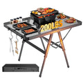 Raynesys Foldable Grill Table with Mesh Desktop, 200lbs 3Ft Portable Folding Table, Height Adjustable Metal Table for Ourdoor, Camping, Picnic, BBQ and Beach, RV, 35.4" L x 23.6" W - size: L(3ft-35.4"x23.6"x14.2"/18.9"/24.4")