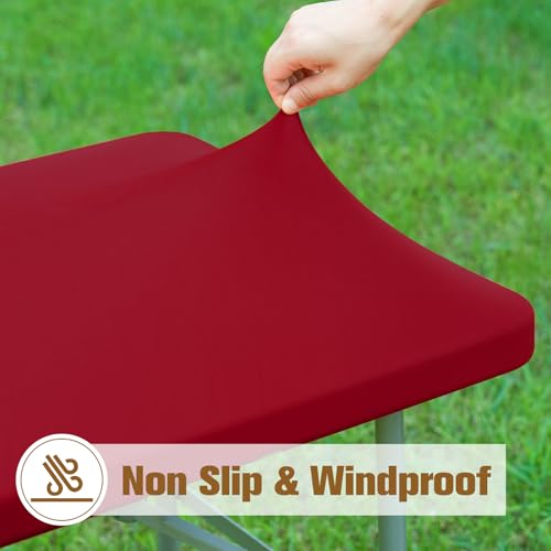 Fitted Rectangle Tablecloth 20 x 30 Inch Elastic Table Cloth for 2.5ft Table, Stretch Spandex Table Cover Burgundy Washable Polyester Table Top Cap Cover for Dining Picnic Camping Indoor and Outdoor - color: Burgundy, size: 30" x 20" (Rectangular)