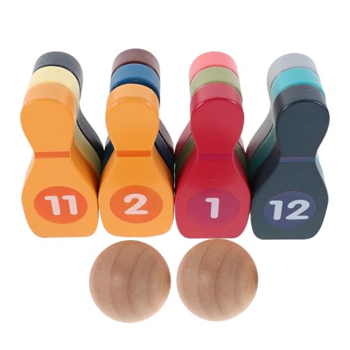 POPETPOP 1 Set Colorful Digital Pins Blank Balls Desktop Bowling for Develops Hand Eye Coordination Team Spirit