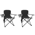 Folding Camping Chair with Cup Holder & Storage Bag, 225lbs Capacity, Large Anti-Sink Feet, Breathable PE Coated Fabric for Outdoor, Hiking, Beach, Fishing, Backpacking, 2PCS Black - color: Black, style: 2PACK