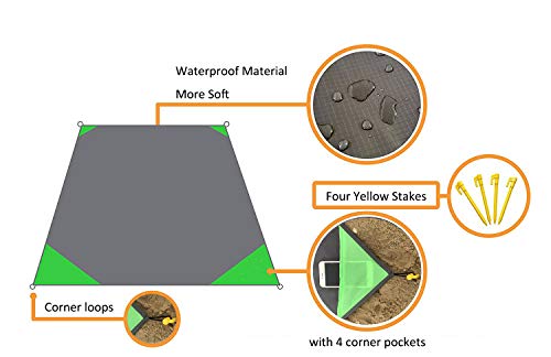 Pocket Blanket 71"x55", Lightweight Compact Sandproof Waterproof Outdoor Blanket for Beach, Hiking, Camping, Travel, Festivals, Picnic with Pockets, Loops, Stakes, Carabiner - color: Willow Green