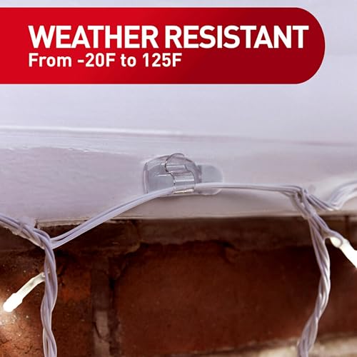 Command Outdoor Light Clips, 20 Clear Clips and 24 Command Strips, Damage-Free Hanging Outdoor Light Clips with Weather Resistant Strips, Wall Clip for Hanging Outdoor Lights and Cable Management - size: 20 Clips (Pack of 3)