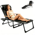 Foldable Chaise Lounge Chair Outdoor, Tanning Chair with 4-Position Reclining Back, Folding Sun Lounger, Outdoor Lounge Chair for Beach, Poolside, Backyard, Camping, UPF 50+, 300 LBS - color: Black