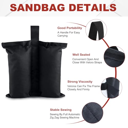 ABCCANOPY Canopy Weights 120 LBS Gazebo Tent Sand Bags,4-Pack Black (Without Sand) - color: Black, size: 120 LBS