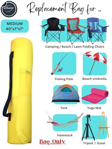 Replacement Bag for Folding Camping Chair, Portable Camp Chair, Hammock, Yoga Mat, Umbrella, Tents, Tripods, Fishing Poles - 420D Oxford Polyester Fabric - color: Yellow, size: Medium 40"x7"x7"