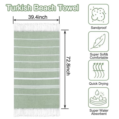 Beach Towel 2 Pack,Sand Free Beach Towels Oversized 39 x 72,Turkish Beach Towel Quick Dry Towel,Lightweight Pool Towels for Adults Travel Towel,Cool Beach Accessories Super Absorbent Towels - color: 2 Pack Dark Green