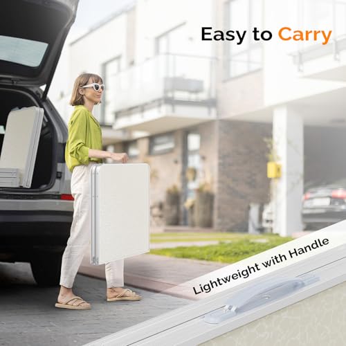 VINGLI 4FT White Folding Table with Carrying Handle Height Adjustable Lightweight Fold Up Portable for Indoor Outdoor Picnic,Camping,Hiking,Fishing,BBQ … - color: White, size: 4ft