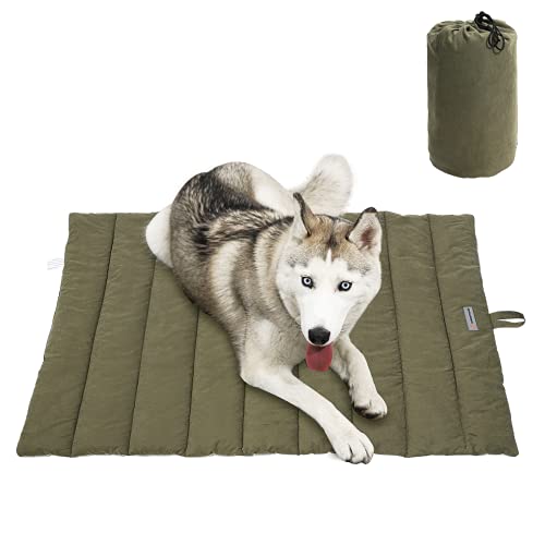 CHEERHUNTING Outdoor Dog Bed, Waterproof, Washable, Large Size, Durable, Water Resistant, Portable and Camping Travel Pet Mat - color: Olive Green, size: Large
