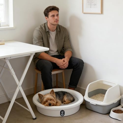 Heated Pet Beds,Constant Temp Cooler Pad,33lb Load Capacity Constant Temp Smart Warming Dog Bed | for Small Medium Large Breed Puppy Kitten Winter Living Room Bedroom