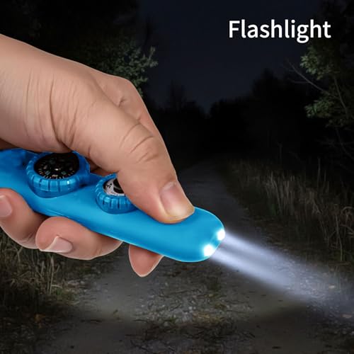Multifunctional Survival Emergency Whistle for Kids with Compass Hiking Survival, Thermometer & Neck Lanyard | Emergency Safety Gear for Hiking, Camping, Kayaking, Boating, Climbing - color: bule2pcs