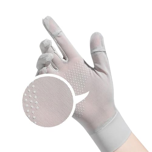 Lightweight Summer Fingerless Gloves Men Women UV Sun Protection Driving Cotton Gloves Nonslip Touchscreen Mittens - color: Icesilk-gray