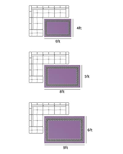 Outdoor Rug 6'x9' for Patio Clearance Large Outside Rug Chenille Patio Rugs Indoor Outdoor Carpet Modern Minimalist Chinese Pattern Purple Area Rugs for Camping Porch Deck Balcony - color: Patternidt2035, size: 6' x 9' (Rectangular)
