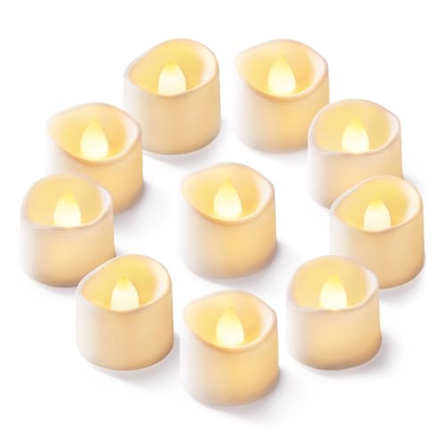 Homemory 24Pcs Flickering Flameless Candle Battery Operated, 200+Hours Fake Electric LED Tea Lights for Votive, Centerpiece Table Decorations, Wedding, Aniversary, Halloween, Christmas - color: Warm White Glow – White Body, size: Pack of 24