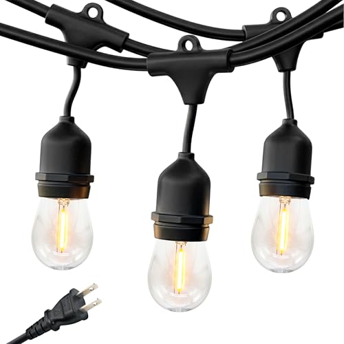 Brightech Ambience Pro 105Ft LED String Lights - 2W Commercial Grade Patio Lighting Outdoor Waterproof - Heavy Duty Dimmable Vintage Edison Porch Lights for Outside, Backyard - 34 Bulbs, Soft White - style: 105 Foot - Soft White (2700K)