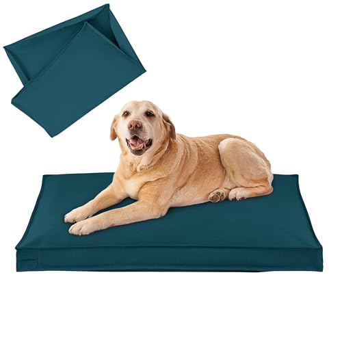 Dog Bed Covers Replacement Washable, Waterproof Dog Bed Cover with Zipper, 44Lx32Wx3H inch Durable Oxford Pet Bed Cover for Outdoor/Indoor Use, Cover Only, Cyan - color: Cyan, size: 44*32*3 inch