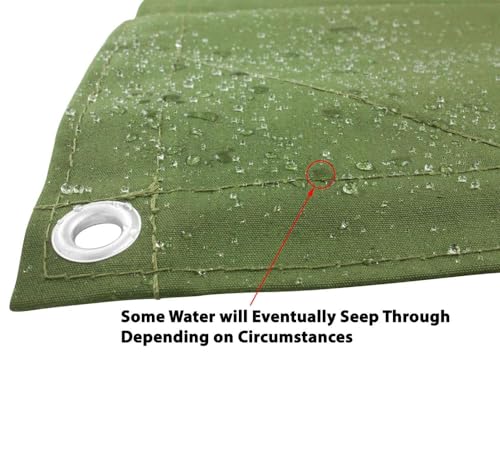 Mytee Products 10' x 16' Green Canvas Tarp 12oz Heavy Duty Water Resistant - color: Green (1 Pc), size: 10' x 16'