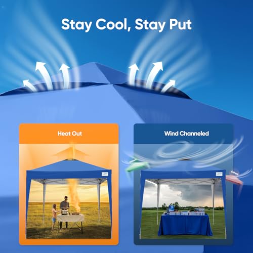 Quictent 10x10 Pop Up Canopy Tent Without Sidewall, Instant Setup Gazebo for 1 Person, Portable & Compact, Waterproof & UV Protection, Ideal for Camping, Beach, Parties, and Outdoor Events - color: Blue, size: 10x10 without Sidewall