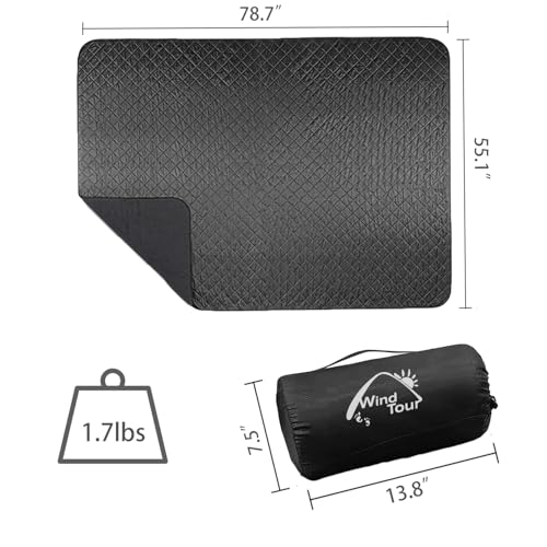 Wind Tour Warm Polar Fleece Blanket Picnic Outdoor & Beach, Machine Washable Camping Quilt for Cold Weather, Adventure, Sleeping, Backpacking (Black) - color: Black