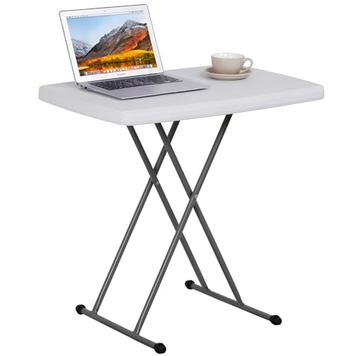 ZenStyle 3 ft Adjustable Folding Table, Indoor Outdoor Portable Plastic Dining Card Table Utility Table for Camping Dining Event Party, White (Rectangular, 30"x20") - size: 30"x20"