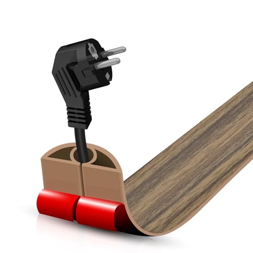 Floor Cord Cover Self Adhesive Cord Hider,3.3FT Cable Management, Extension Strip Protector for Wires, Prevent Cable Trips for Offices, Gyms, Exhibitions Cavity:0.3"(W) x0.28(H) Woodsmokedbrown - color: Wood smoked brown, size: 0.78" x 3.3'
