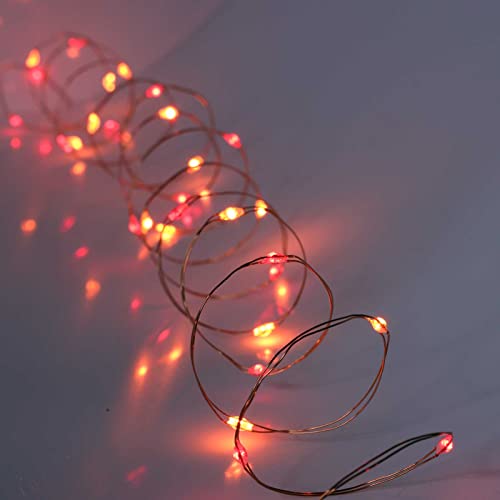 QBIS Battery Powered Fairy Lights - 40 LED, 6hr Timer, Red & Orange for Bedroom, Christmas & Halloween - size: 1PK-40 Red,Orange