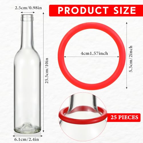 Shappy 31 Pcs Ring Toss Game Set Include 25 Rings and 6 Glass Bottles Fun Target Carnival Games for Outside Activity Carnival Party Favor - color: Red, size: 1.57"