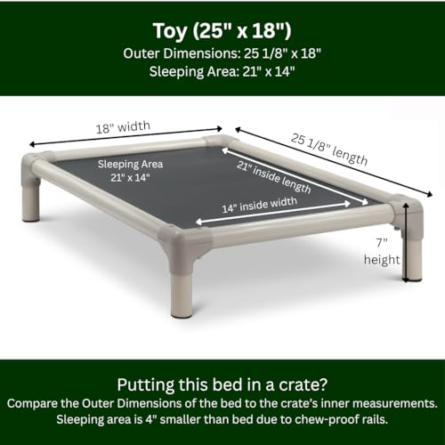 Kuranda Chewproof Elevated Pet Bed - Almond PVC - 25" x 18" - Cordura Nylon - Smoke - color: Smoke, size: 25" x 18" - Almond PVC