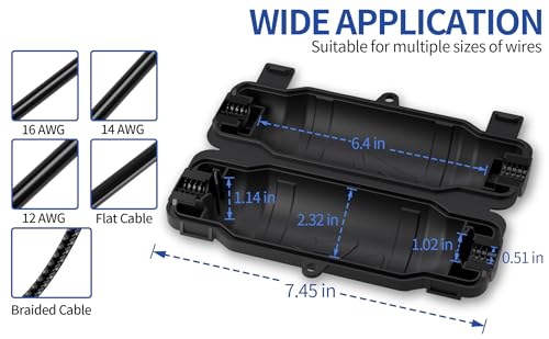 9 Pack Outdoor Extension Cord Safety Cover with Waterproof Seal IP54 Water-Resistant, Weatherproof Electrical Connection Box with 2 Latches, Plug, Socket, Holiday Decoration Light, Black - color: Black, size: 9 Pack