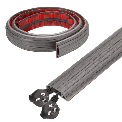 HARFINGTON 4ft Cord Cover Floor W0.6 x H0.33 Inner Channel PVC Hide Extension Cable Floor Wire Hider Wire Covers Protector for Prevent Cable Trips Cables Management, Dark Grey - color: Dark Grey, size: 4ft