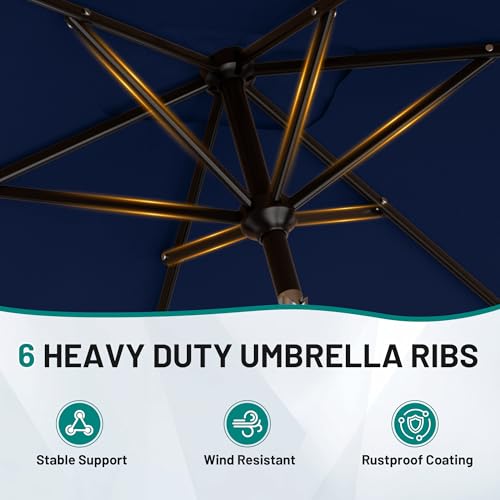 AreShark 6.5 x 10 FT Rectangular Valance Patio Umbrella, Outdoor Umbrella with Tilt and Crank, Market Table Umbrellas W/ 6 Ribs UV Protection for Garden, Deck, Backyard and Pool, Navy - color: Navy, size: 6.5x10 FT