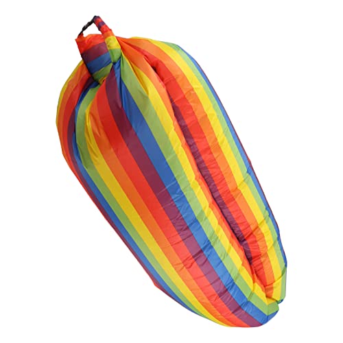 Inflatable Sofa, Portable Inflatable Lounger Couch with Tear 190T Polyester Fabric, No Pump Needed Wind Fill Design, Includes Storage Bag for Camping Garden (Rainbow) - color: Rainbow