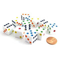 Set of 10 Six Sided D6 16mm Standard Dice White with Multi-Color Pips