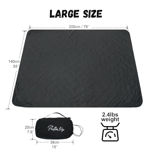 Wearable Warm Camping Blanket Waterproof Windproof Quilted Fleece Stadium Outdoor Blanket with Portable Bag for Cold Weather Camping Picnic Sports Pet Beach Travel Car 79*55 inches Black - color: Black