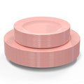 POSATE Plastic Plates Disposable 60 PCS, Heavy Duty 30 Dinner Plates 10.25" and 30 Dessert Plates 7.5" for Party, Pink - color: Pink