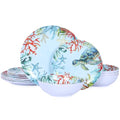 12-Piece Melamine Turtle Dinnerware Set, Ocean Plates and Bowls Sets, Indoor Outdoor Dish Sets for 4, Unbreakable Lightweight Tableware Set - Turtle - color: Blue Turtle