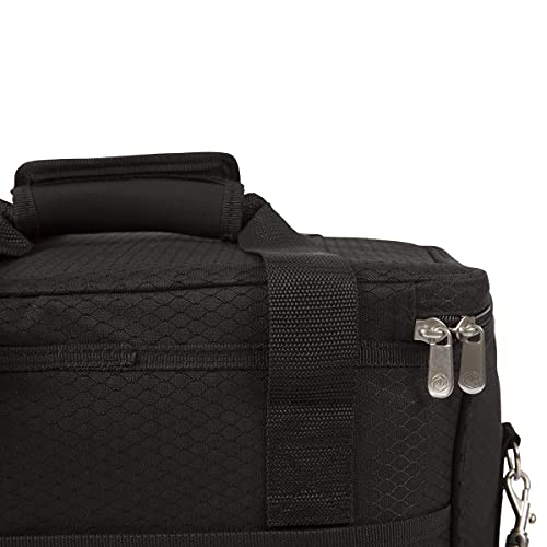 Picnic TIME Cellar 6-Bottle Wine Carrier & Cooler Tote, Insulated Padded Wine Cooler Bag for Travel, Portable Water-Resistant Wine Bag, (Black with Gray Accents) - style: Wine Carrier With Trolley