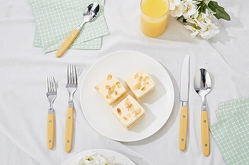 ANNOVA Silverware Set, Retro/Rivet Colorful Stainless Steel Tableware Kitchen Flatware Set Utensils, Includes Dinner Knives, Forks, Spoons, Salad Forks & Dessert Spoons (Ginger Yellow, 20 Pieces) - color: Ginger Yellow, size: 20 Pieces