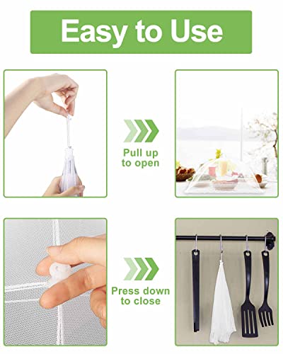 Large Food Cover,6 Pack Mesh Food Tent,17"x17",White Nylon Covers,Pop-Up Umbrella Screen Tents,Patio Net for Outdoor Camping, Picnics, Parties,BBQ,Collapsible and Reusable