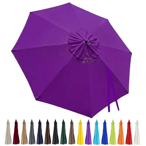 10ft Patio Umbrella Replacement Canopy 8 Ribs, Waterproof & Fade Resistant Market Umbrella Cover, Thickened Polyester Fabric for Backyard, Garden and Pool (Canopy Only) (Purple) - color: Purple