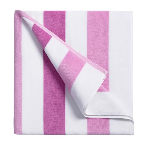 Bornbay Large Beach Towel Oversized - 40"X70" Big Cute Beach Towels, Extra Large Thick Pink Stripe Towels, XL Wide Fluffy Swimming Towel Oversize, Giant Mauve Stripe Cotton Pool Towel for Adults - color: Pink, Mauve