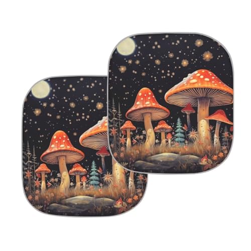 Classic Mushroom Sunshades for Car Windshield Sun Shades UV Rays Sun Shade Outdoor Protective Sun Blocker Easy Install Sun Visor 2 Pack Automotive Interior Accessories - color: Classic Mushroom