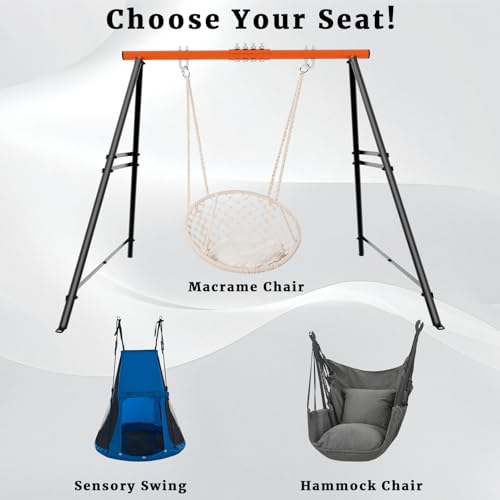 Swing Stand Frame, 550lbs Weight Capacity Swing Stand, Heavy Duty A-Frame Swing, Single Swing Frame for Yoga Hammock Saucer Baby Porch Swing(Swing NOT Included),Orange - color: Orange