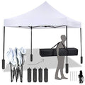 FDW Canopy Tent, Commercial Instant 10x10 Heavy Duty Canopy, 300D Waterproof Adjustable Canopy with Wheeled Carry Bag, 4 Sandbags and 4 Stakes - color: White