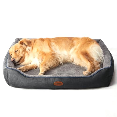Tidore Orthopedic Dog Beds for Medium Dogs, Durable Egg Crate Foam Sofa Dog Bed wit Washable Removable Cover,Waterproof Lining,Pet Bed for Large Dogs (Dark Grey-Velvet, 39.4" L x 31.5" W x 7.4" Th) - color: Dark Grey-Velvet, size: 39.4"L x 31.5"W x 7.4"Th