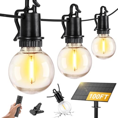 ZJOJO 100FT Solar Lights Outdoor Wateroproof, Solar String Lights with Remote USB Port 32 LED Shatterproof,Dimmable Outdoor Lights Long Last for Garden, Patio, Backyard, Yard, Camping Christmas Light - size: 100FT-30(Solar)