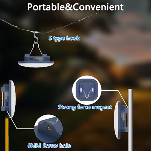 6 inch Rechargeable Camping Light TeiNewBy 4000LM 16500mAh up to 10-120 Hours Running, 5 Light Modes,LED Camping Lantern Portable,Magnetic Base for Hurricane Emergency, Outdoor, Hiking, Home and Car - size: 6inch-1pcs